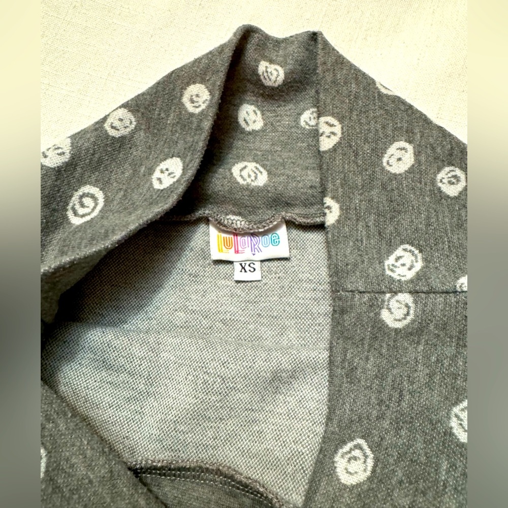 LuLaRoe | Grey with Off-white Asymmetrical Polka Dots Cassie Skirt | XS - Picture 3 of 4